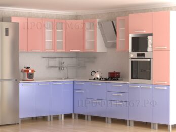 Кухня МДФ Голубая розовая